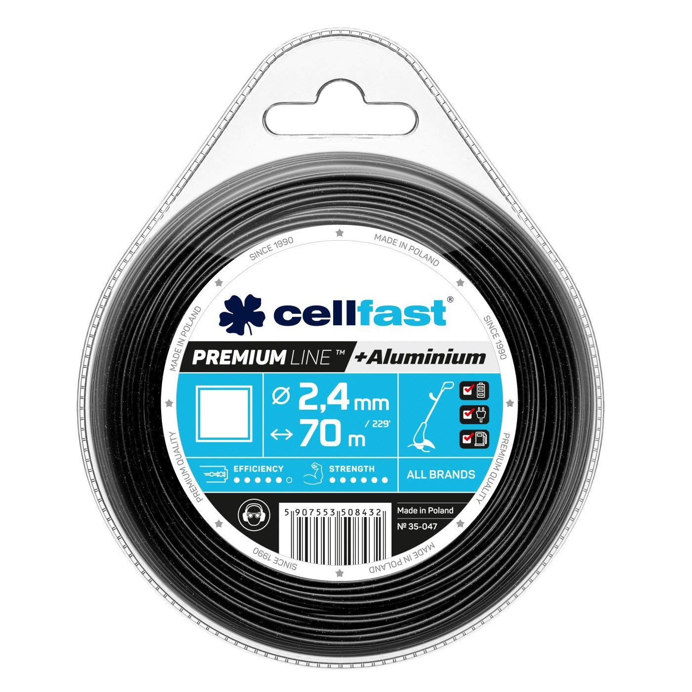 Cellfast Trimmer line Premium – Square 2.7mm x 70m, Reinforced with Aluminum Particles, 35-047