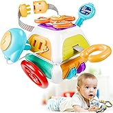 Briuhap Busy Board Cube Toys, Sensory Travel Toys for Toddlers with 10 Educational Activities, Great Baby Shower and First Bi