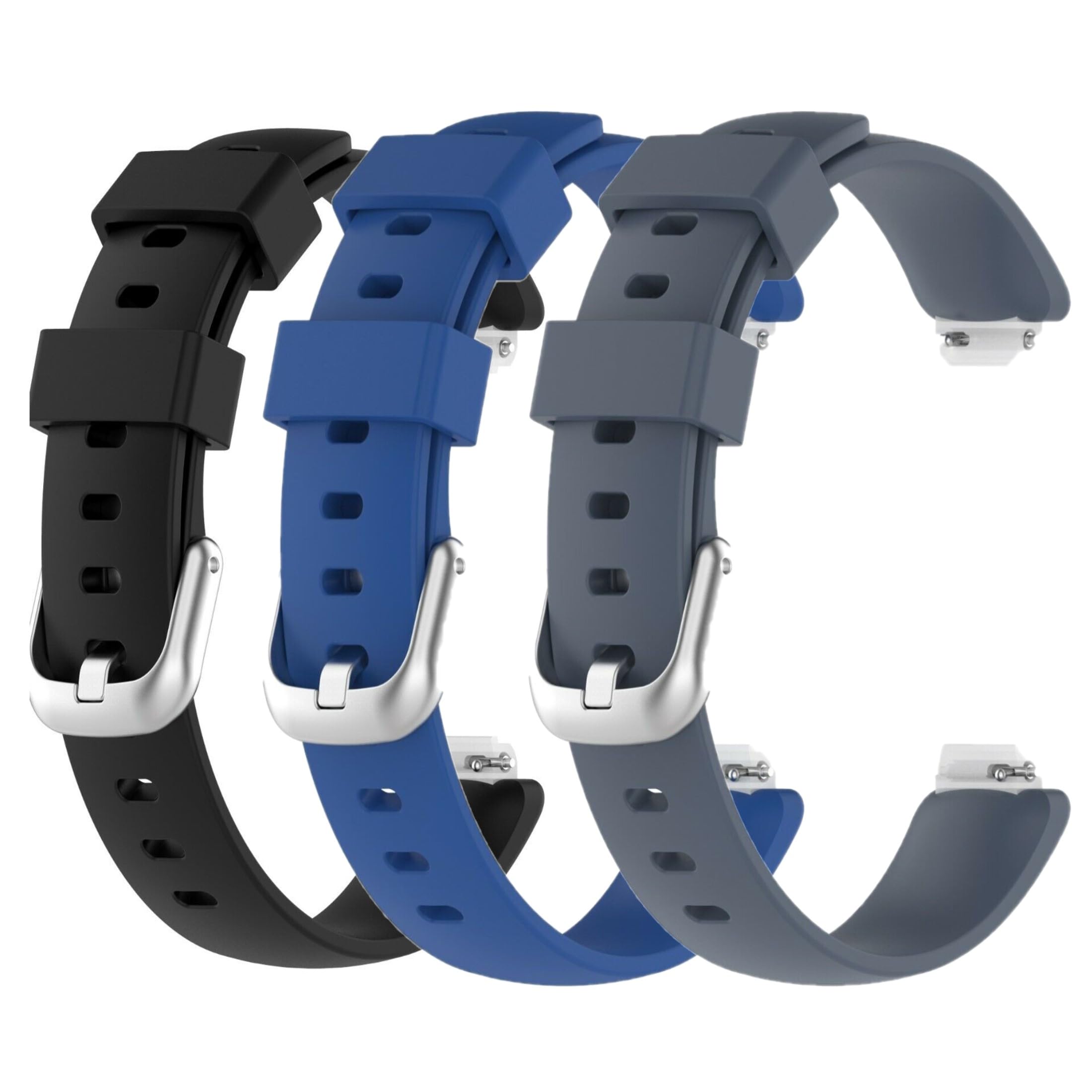 Panda Bobo For Fitbit Inspire 2/Ace 3 Replacement Silicone Watch Strap Wrist Band Buckle (Large, Pack A - 3 Straps)