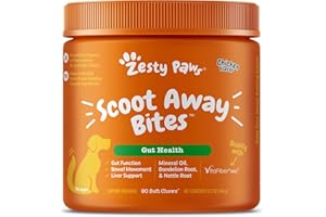 Zesty Paws Scoot Away Soft Chews - Healthy Bowel Function with Bromelain, Vita Fiber for Dogs, & Dandelion Root for Dog Digestive Support and Gut Health - 90 Soft Chews