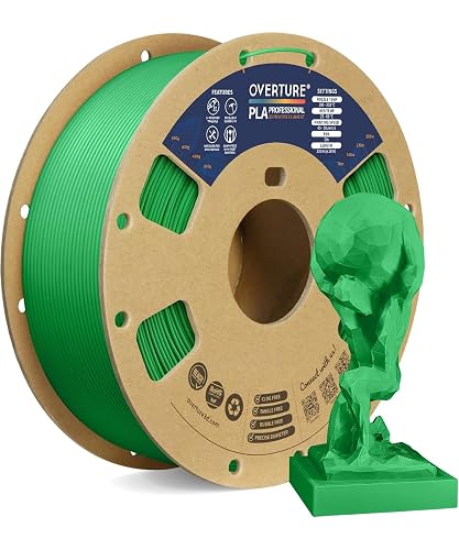 OVERTURE PLA Plus (PLA+) Filament 1.75mm, Stronger & More Durable, Professional Toughness 3D Printer Filament 1kg (2.2lbs), High Precision +/- 0.02mm, Tangle-Free (Green)