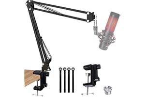 QuadCast Boom Arm, Mic Arm for Blue Yeti HyperX QuadCast SoloCast Fifine AM8 and Most Microphone, Mic Stand Desk with 3/8" to 5/8" Adapter by SUNMON