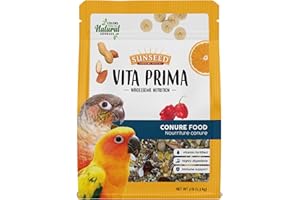 Sunseed Vita Prima Conure Food – Nutrient-Rich Blend with Fruits, Vegetables & Seeds Supports Healthy Feathers, Eyes & Active Energy – 3 lb Bag
