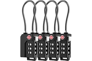LUGGEX TSA Locks for Luggage, Suitcase Locks TSA Approved, Luggage Locks, Ease of Use & Durable(Black,4 Pack)