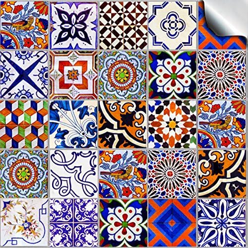 Tile Style Decals 24 Mosaic Wall Tile Stickers For 100mm (4 inch) Square Tiles -(TP 59)- Realistic Looking Stick On Wall Tile Transfers Directly From, No Middleman (TP 59, 4 inch)