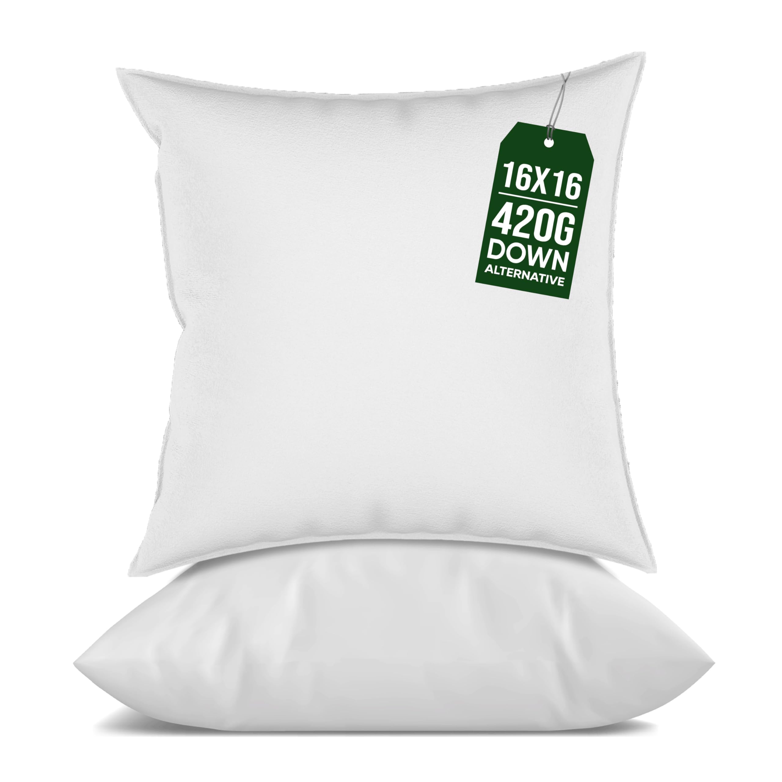 Raajsee Cushion Inserts 40cm x 40cm /16 x 16 Inch (white, Pack of 2)–Square Cushion Pads Stuffer Filler - Decorative Sofa Cushion Inner, Couch Pillow Stuffing