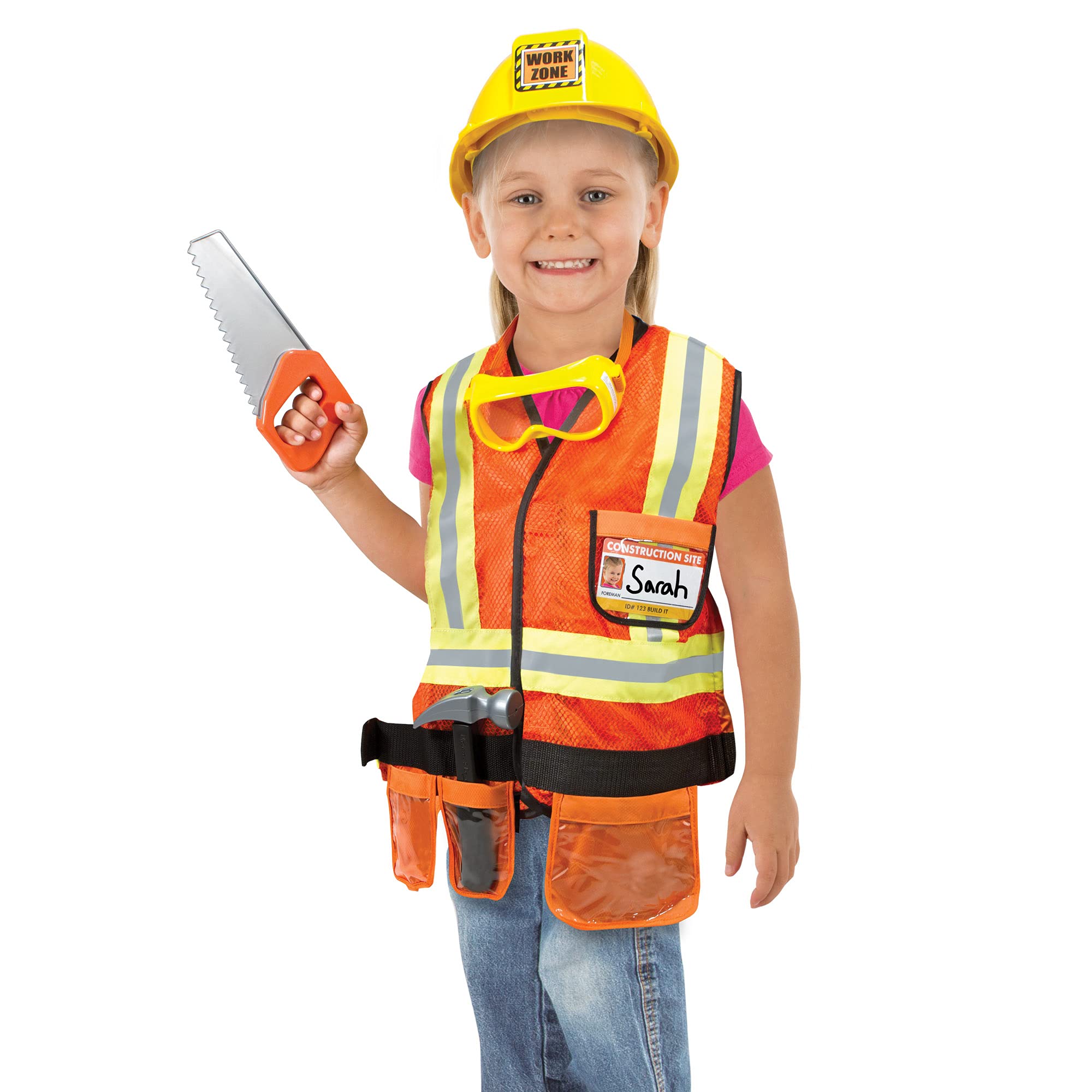 Melissa & Doug Construction Worker Role Play Costume Dress-Up Set (6 pcs)