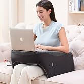 cooloo8 Reading Pillow with Armrests &ndash; Extra Large Lap Desk Pillow | Extra large Gaming Pillow, Sturdy Memory Foam, Dark Grey with Side Pockets, fits bed/sofa/floor for reading, work, crochet