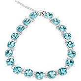Jiulory Crystal Statement Necklace Glass Crystal Collar Choker Necklace for Women Bridal Necklace Costume Jewelry Necklaces for Women