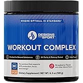 Designs for Sport Workout Complex - NSF Certified for Sport Pre Workout Powder - L-tyrosine, Acetyl L-Carnitine, Creatine & Caffeine to Support Workout Recovery, Energy and Focus (6.3 oz)