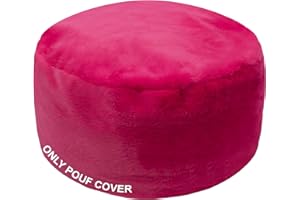 GLAXYFUR Unstuffed Pouf Cover, Faux Fur Foot Stool, 20x12 Inches Storage Solution, Floor Bean Bag (No Filler),Foot Rest for Living Room, Cover ONLY Rosa