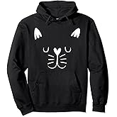 Women's Cute & Casual Cat Print Kawaii Face Pullover Hoodie