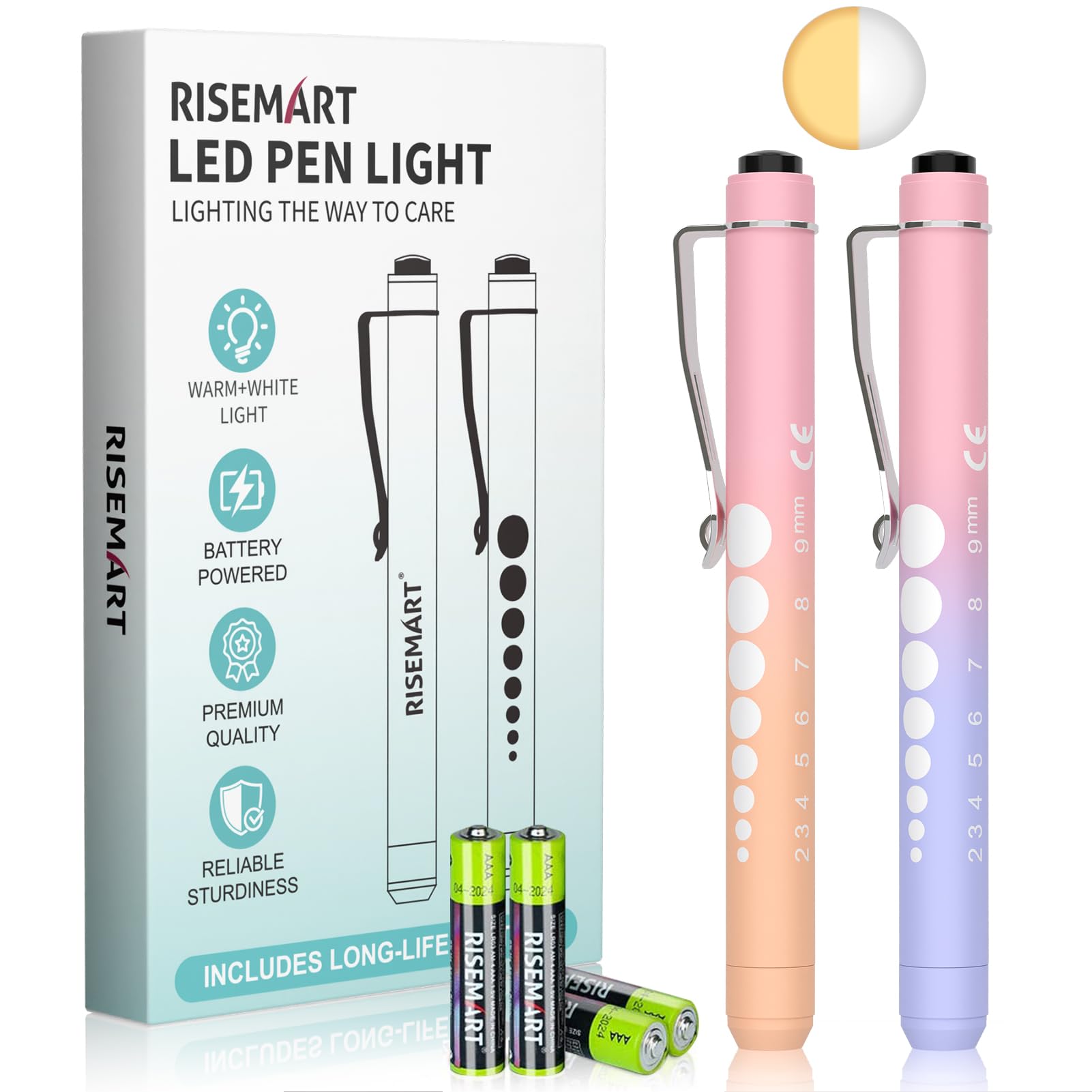 Photo 1 of RISEMART Pen Light, Nurse Led Medical Penlight with Pupil Gauge for Nursing Students Doctors Black and Silver with Batteries