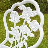 Home Source Rose Garden Patio Bistro Set Table & 2 Chairs, White Metal view 4