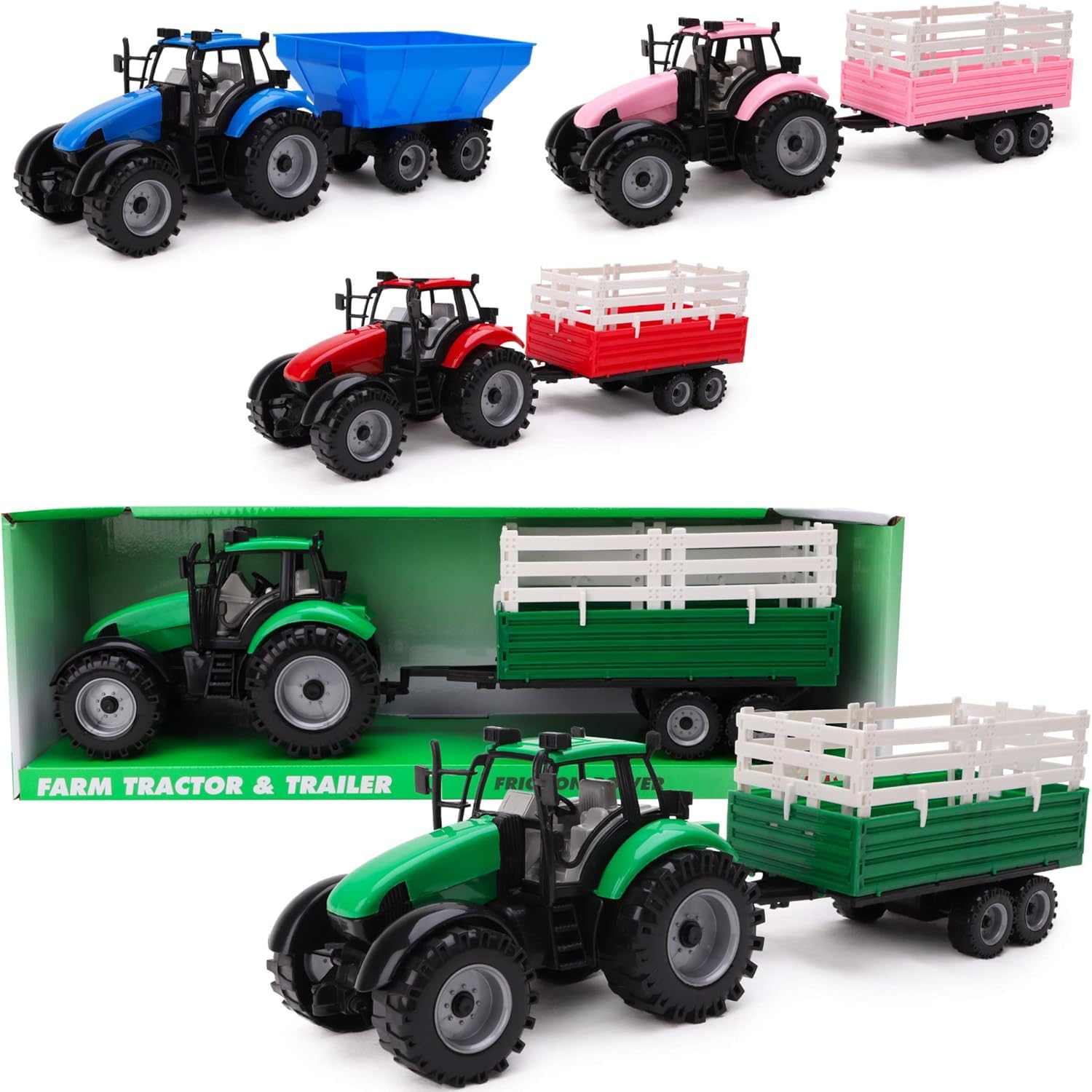 Toyland® Green Farm Tractor With Trailer - Boys Farm Toys - Farm Vehicles