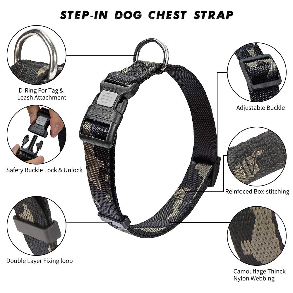 vAv YAKEDA Dog Collar and Leash Set Military Nylon Durable Adjustable Collar with Leashes for Small Medium Large Dogs (L (17.7\