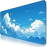 Cloud Gaming Mouse Pads Large, Cloud Aesthetics Mousepad with Non Slip Base Stitched Edge, Extended Desk Mats for Computer Laptop, Blue Sky Keyboard Pad for Home Office 15.7”x 35.4” XXL