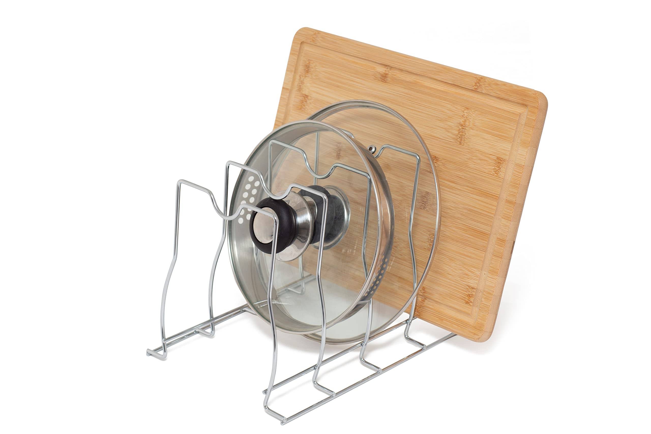 simplywire – Bakeware, Pan and Lid Storage Organiser - Tall - Large - Chrome Coated Steel Rack