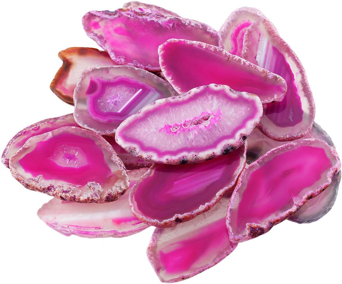 Shanxing Pink Agate Slices Geode Irregular Stone Healing Crystal for Jewelry Making Set of 10 - Image 5