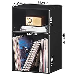 YAHARBO 2 Cube Bookshelf, Black Record Player Stand