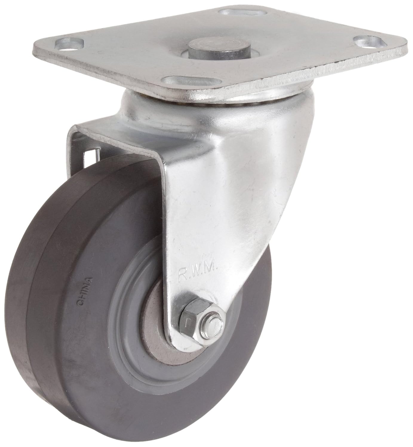 RWM Casters 40 Series Plate Caster, Swivel, TPR Rubber Wheel, Roller