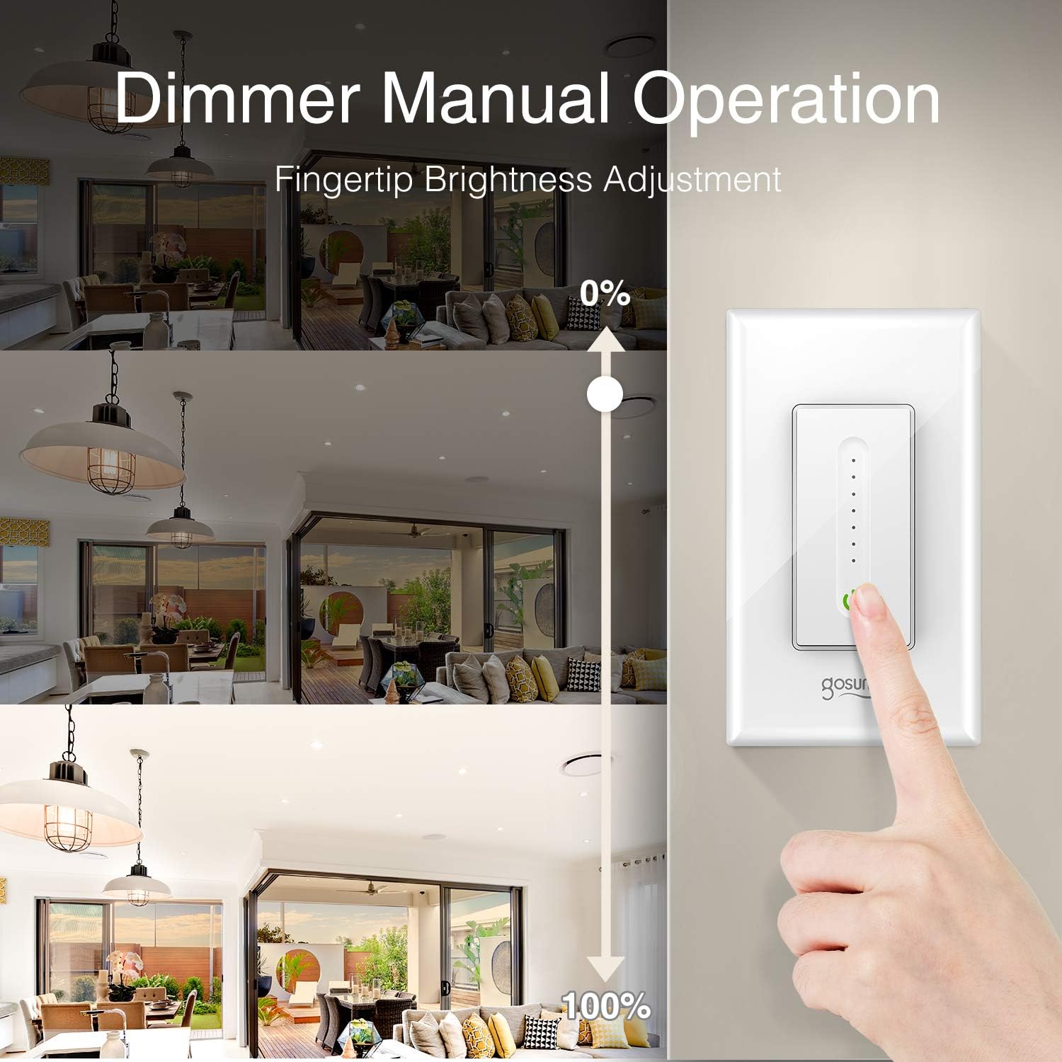 Gosund Smart Dimmer Switch, Smart WiFi Light Switch Works with Alexa Google Home, with Remote Control Timer Countdown, Single-Pole, Neutral Wire Required, ETL and FCC Listed, No Hub Required (1 Pack) - - 