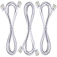 Ubramac 3Pack Phone Telephone Extension Cord 6 inch Cable Line with Standard RJ11 6P4C Plugs for Landline Phone and Fax (3, White, 2FT)