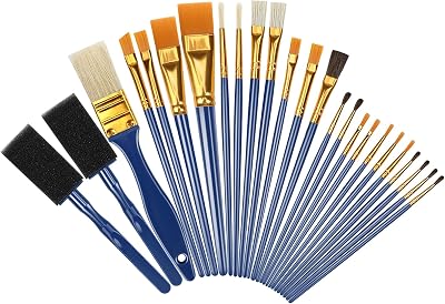 Halobios 25 Pcs Paint Brushes Set for Acrylic Watercolor Oil Children Beginners