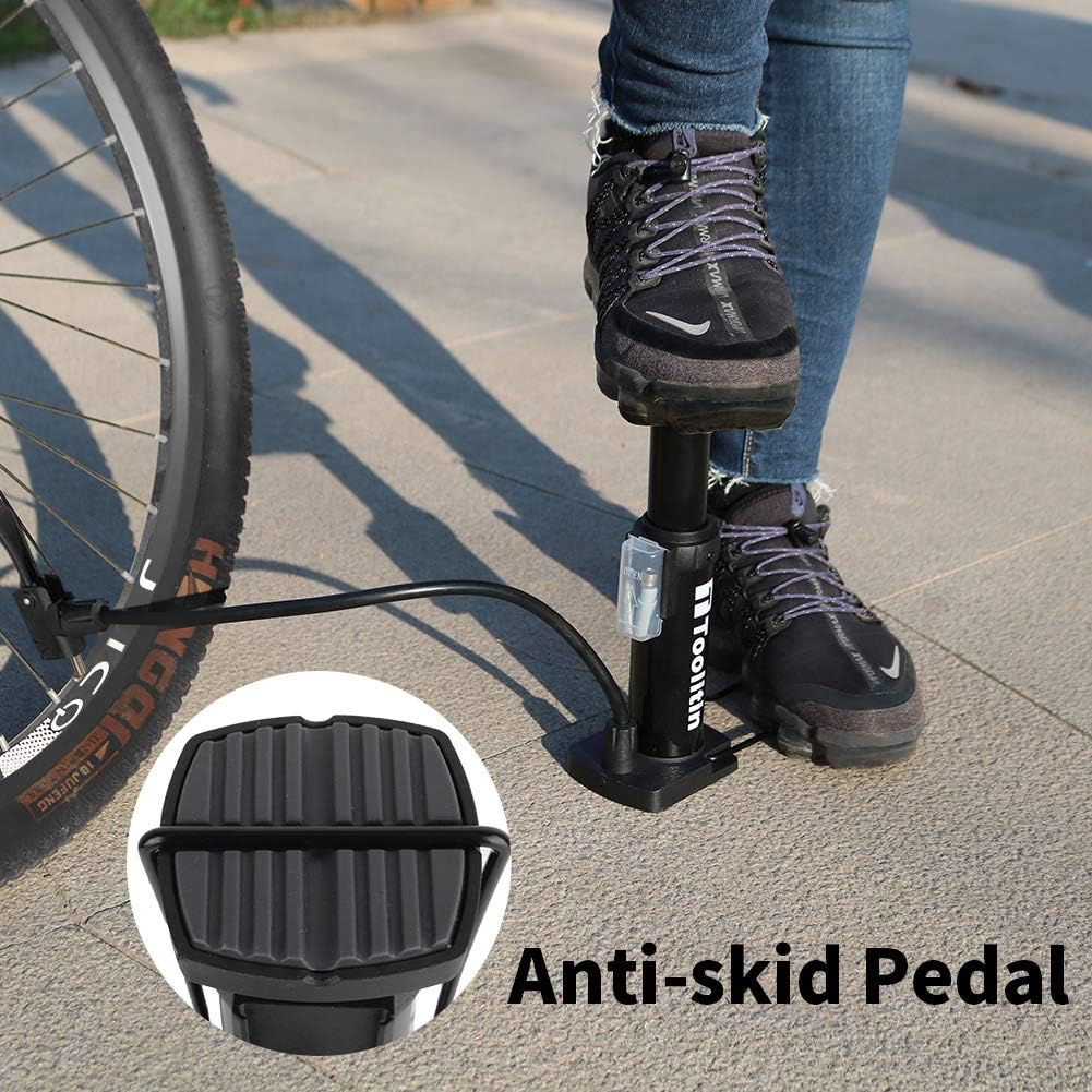 TOOLITIN Bike Pump Floor Bicycle Air Pump fits Universal Presta and Schrader Lightweight Portable Bike Floor Pump Hand Foot Activated…: Sports & Outdoors