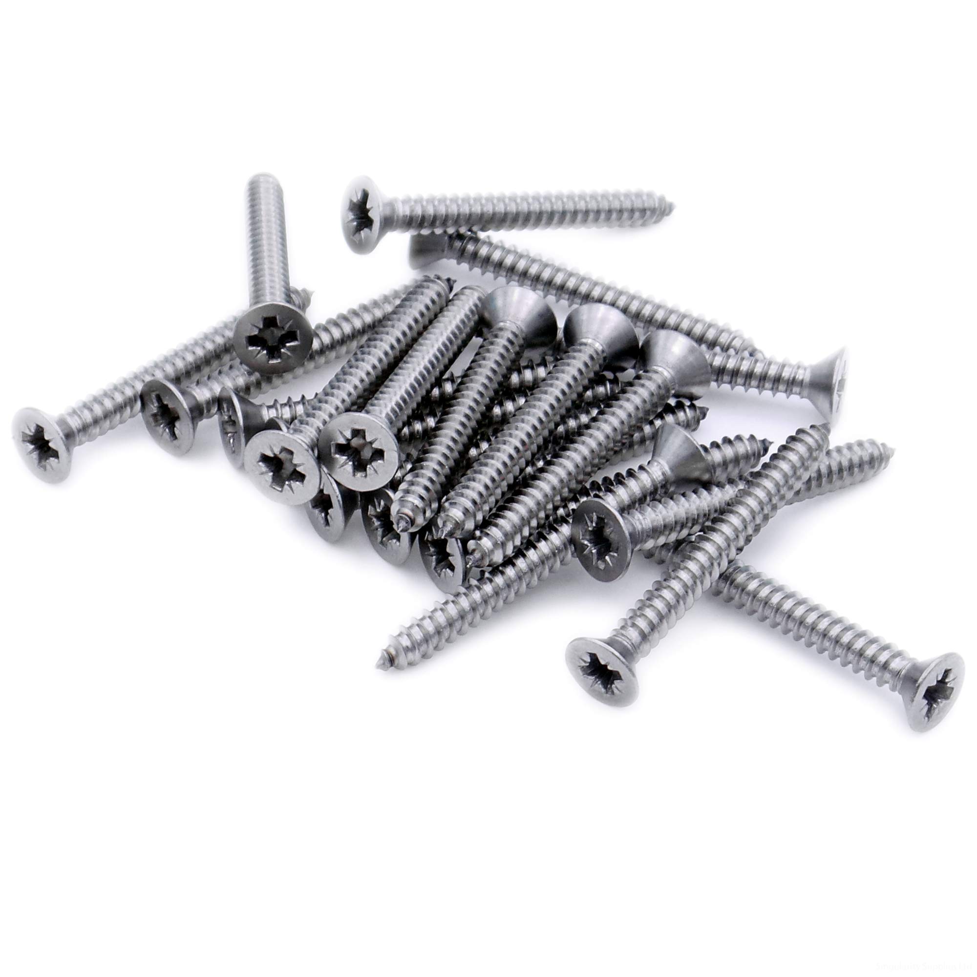 No.10 x 0.875 (4.8mm x 22mm) Pozi Countersunk Self-Tapping Screw - Stainless Steel (A2) (Pack of 20)