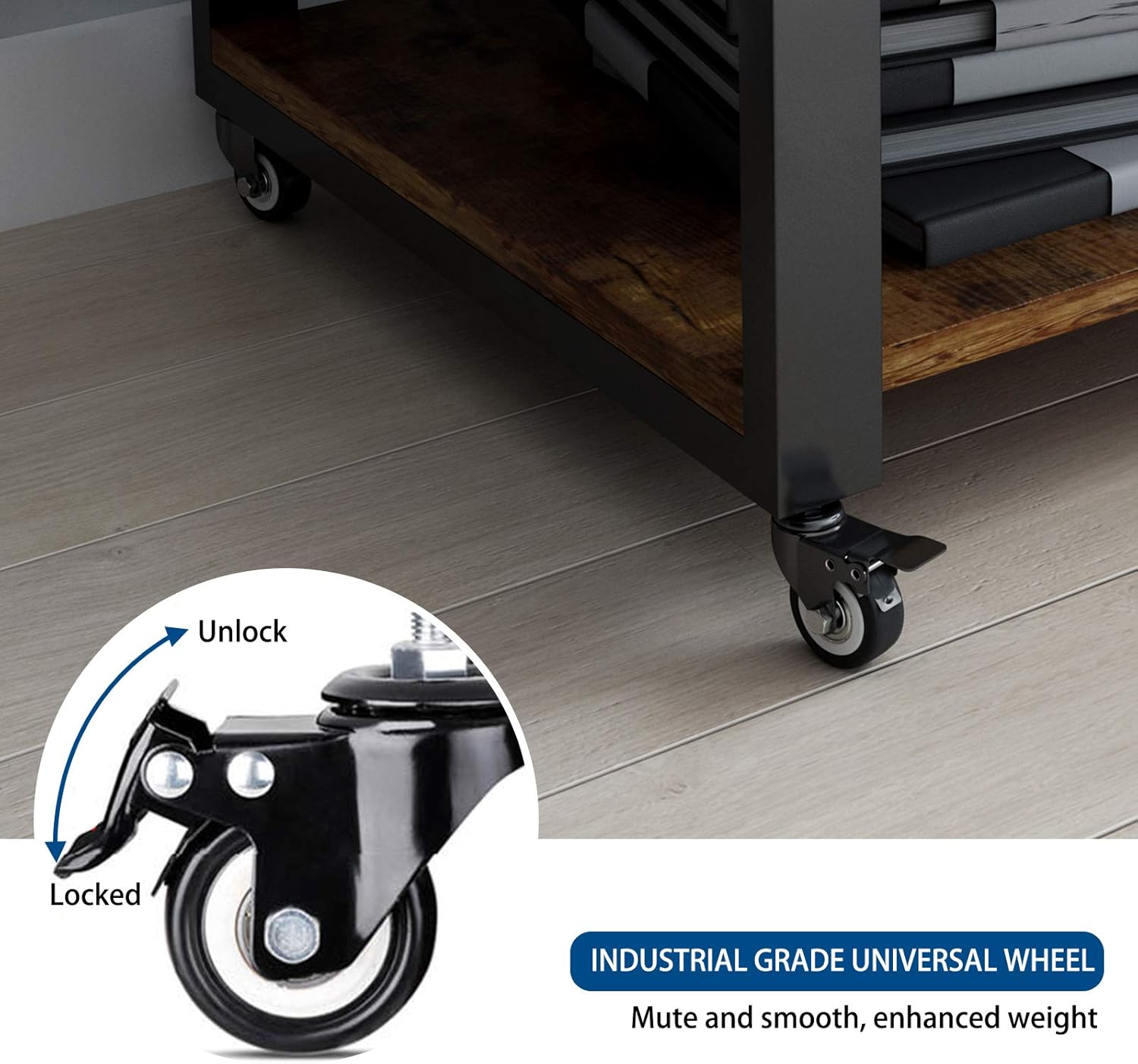 Natwind Under Desk Printer Stand with Wheels 2-Tier Movable Printer Cart Multi-Functional Storage Shelf for Scanner Fax Office Supplies Industrial Heavy Duty Storage Rack Rustic Brown : Office Products