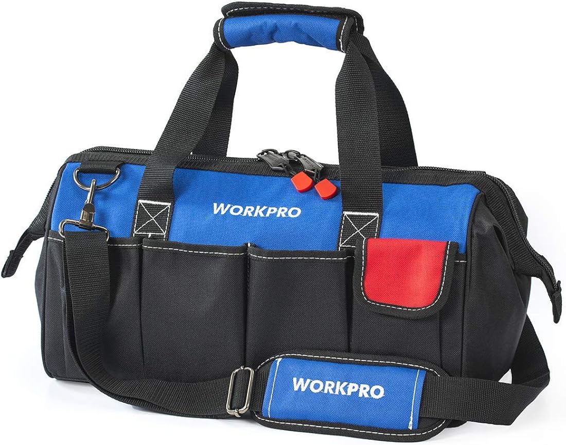 WORKPRO 18Inch Tool Bag Organiser MutiPurpose Wide Open Mouth Storage