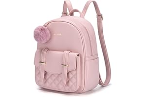 Missnine Mini Backpack for Women Cute Small Backpack Purse With Pompom PU Leather Bookbag Small Casual Daypacks For Ladies