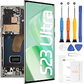 AMOLED for Samsung Galaxy S23 Ultra Screen Replacement SM-S918U S918A S918W LCD Display Touch Digitizer Assembly(Black with Frame,US Version)
