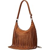 Suede Fringe Crossbody Bag for Women Ladies Stylish Leather Shoulder Bag Purse Handbag Fall Winter Spring 2024