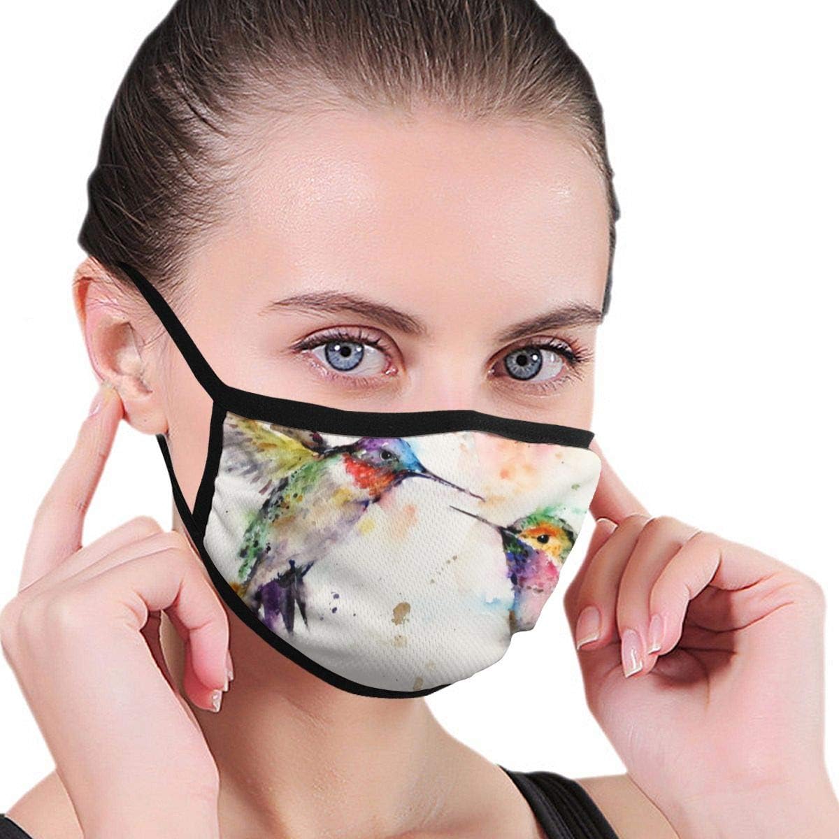 Simple Watercolor Animals Hummingbird Fashion Mouth Mask Anti Dust Warm Ski Cycling Safety Mask for Women Man