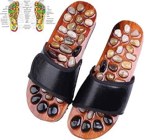 Amazon Co Jp 足つぼ スリッパ マッサージ 女性男性リフレクソロジーマッサージスリッパヘルスケアフリップフロップサンダルは 健康 サンダル レザー天然石 血液循環経穴マッサージ指圧アーチ痛み救済を促進します Home Kitchen