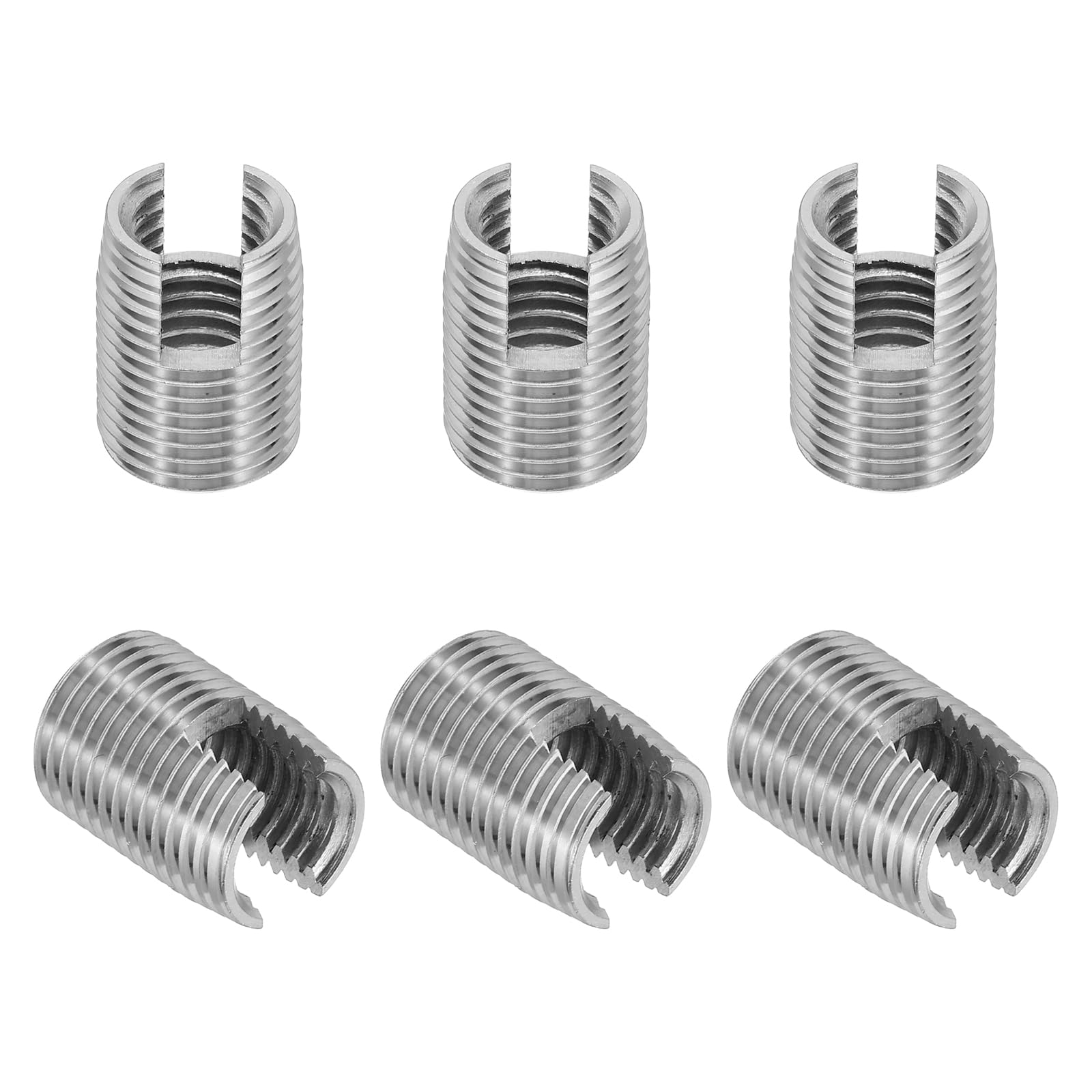 PATIKIL Self-Tapping Threaded Inserts, 6 Pcs M12 x M16 x 22mm 303 Stainless Steel Thread Adapter Reducer Slotted Screw Repair Inserts Nuts Sleeve