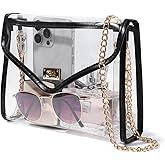 Bucosd Clear Purse for Women Stadium Approved, Clear Crossbody Bag with Leather Edging for Concert Sports Events