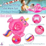 COSORO Newborn Baby Swimming Float 3-12 Months Pink Unicorn Sun Canopy view 3