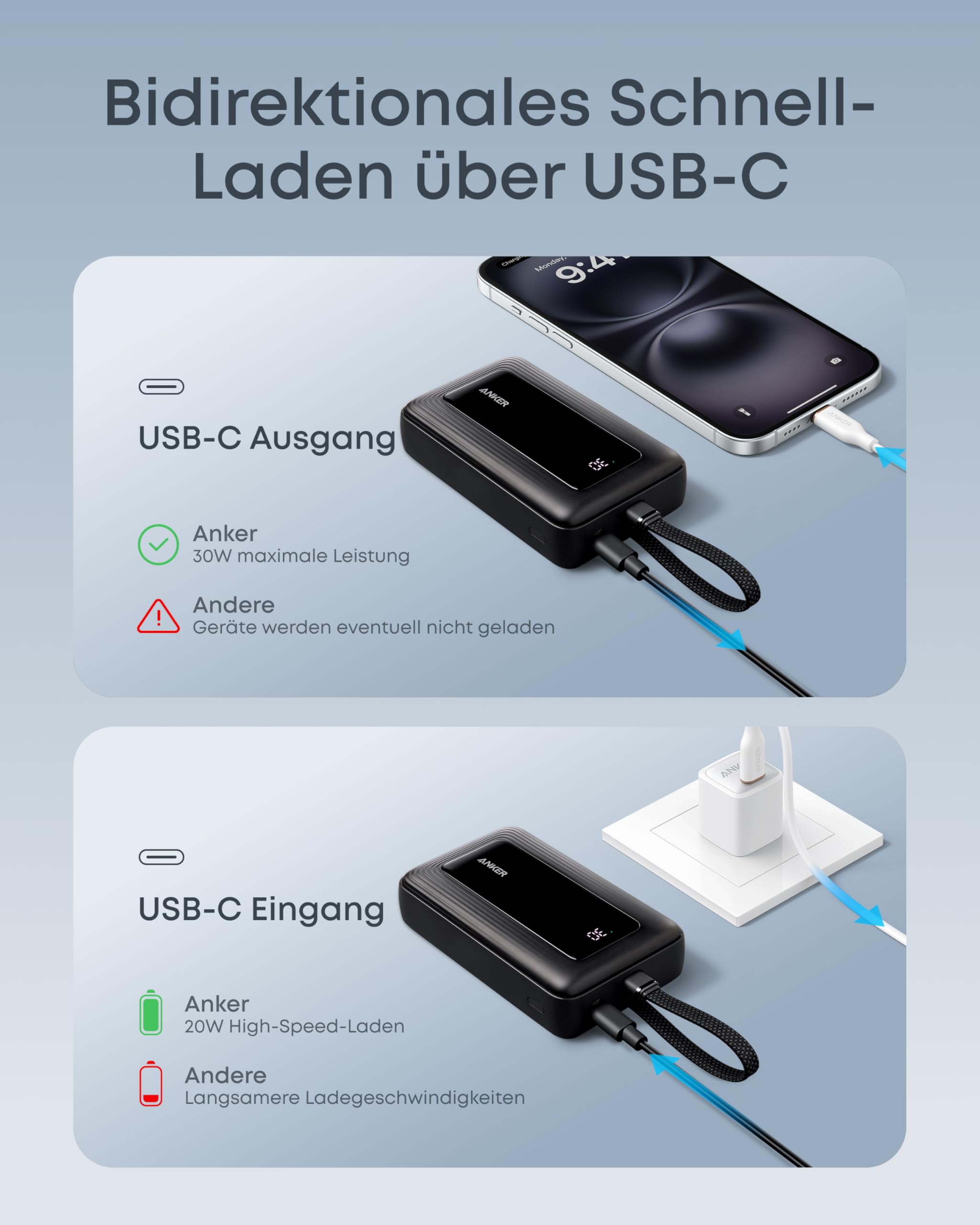 Anker Zolo Powerbank (2025 Upgrade), 20000mAh, 30W High-Speed-Ladegerät mit integriertem USB-C Kabel, Akku-Pack für iPhone 17/16/15-Serie, Galaxy und mehr 5