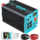 LANDERPOW 24V DC to 120V AC 4000 Watt Pure Sine Wave Inverter for RV, Truck, Solar, Home, Off-Grid, Power Inverter with 4 AC Outlet, 30W Type-C, 5V 3.1A USB, Hardwire Port, Remote Control, Surge 8000W