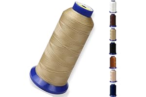 PESTOR Bonded Nylon Thread for Sewing Leather,Upholstery,Jeans and Wig; #69 T70 Size 210D/3 1400 Yards (Khaki)
