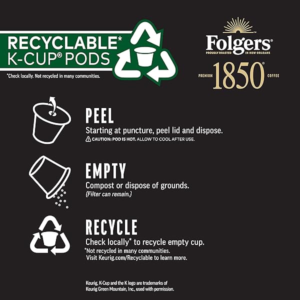 1850 BY FOLGERS TRAILBLAZER MEDIUM DARK ROAST COFFEE, 10 KEURIG K-CUP PODS