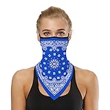 YAYOUREL Blue Boho Floral Bandana Neck Gaiter Face