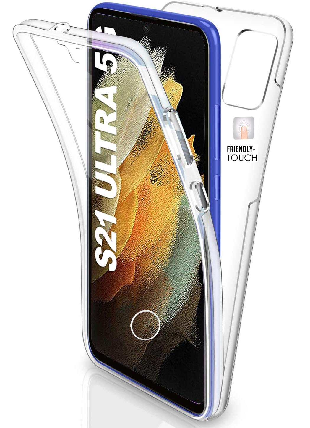 AMPLE Galaxy S21 Ultra Case, [S21 Ultra 5G] (6.8") Shockproof Front and Back Clear Gel Case. Transparent Protective 360 Protective Cover