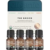 Cliganic Organic Essential Oils Gift Set (Top 4 - The Basics), 100% Pure Natural Aromatherapy - Peppermint, Eucalyptus, Tea Tree & Orange