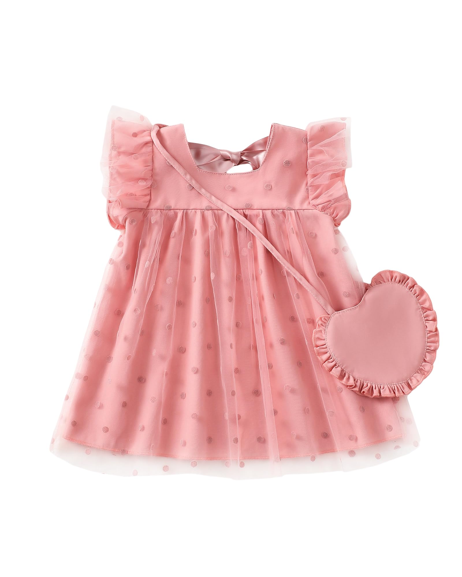 Photo 1 of Kucnuzki Toddler Girl Dress 2t 3t Girl Clothes Cute Ruffle Tutu Princess Pink Polka Dot Swing Beach Dress for Toddler Summer Two Piece Outfit Casual Sundress
