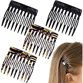 4 PCS French Hair Comb Clips for Women, Tortoise Shell French Twist Hair Side Combs Decorative Small Bun Chignon Up-Do Styling Hairstyle Accessories(Black)