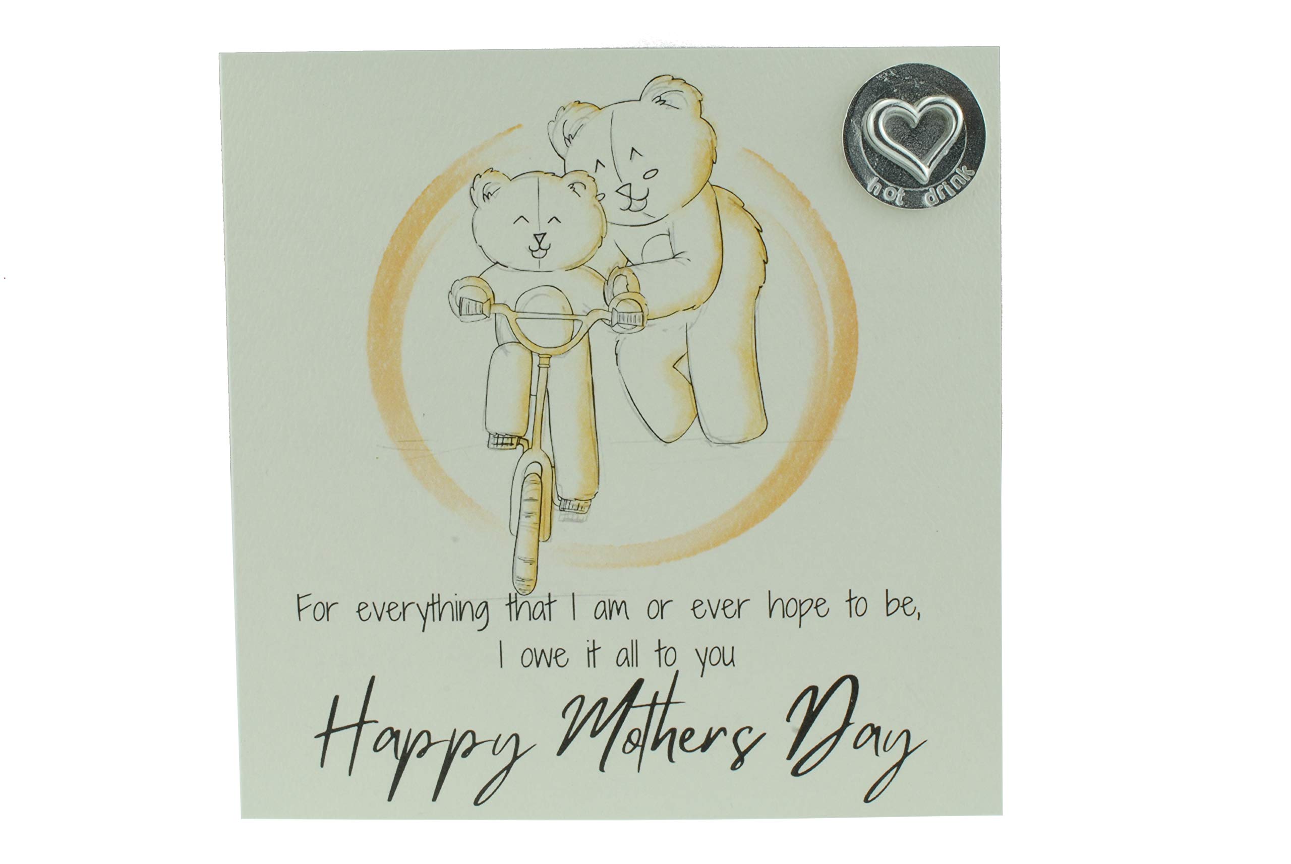 Thoughtful Mothers Day Card with Mum and Child Playing – Includes ‘Hot Drink’ Gift Token (gcmumbikehd)